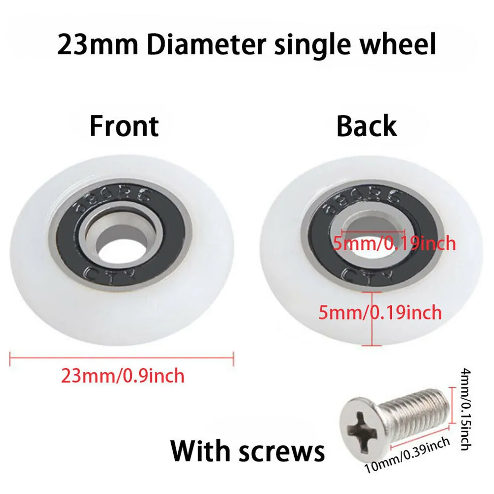 8 Pcs Shower Door Roller Replacement Door Pulley 19/23/25mm Wheel Diameter Cabins Pulley Sliding Shower Stainless Steel Parts