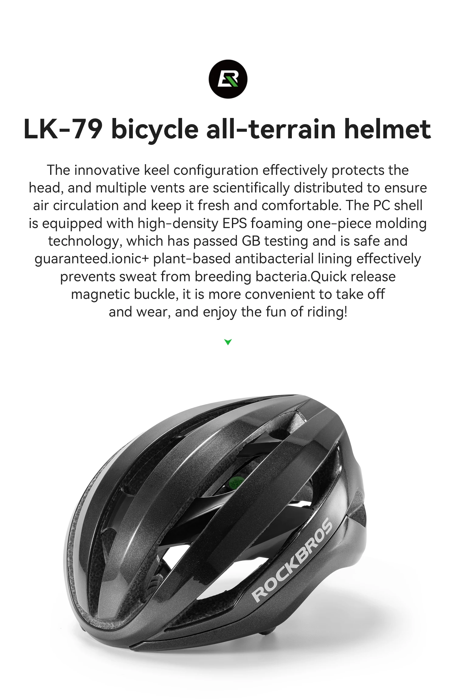 ROCKBROS Fahrradhelm ultraleicht atmungsaktiv hochfester Kopfschutz Sicherheitshelm Kopfbedeckung mit Schnellverschluss und magnetischer Schnalle – Detail 2