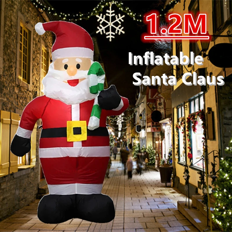 

1.2M inflatable Santa Claus holding candy, built-in LED, Christmas outdoor party supplies decorating garden props