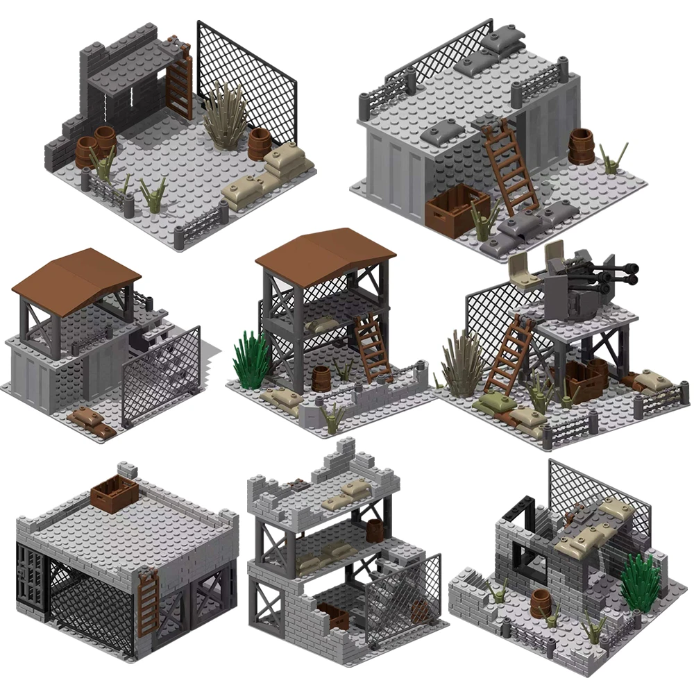 

Militarys Scene Defense Watchtowers Command Posts Bases Signal Towers Wire Mesh Stands Building Blocks Bricks Toys For Children