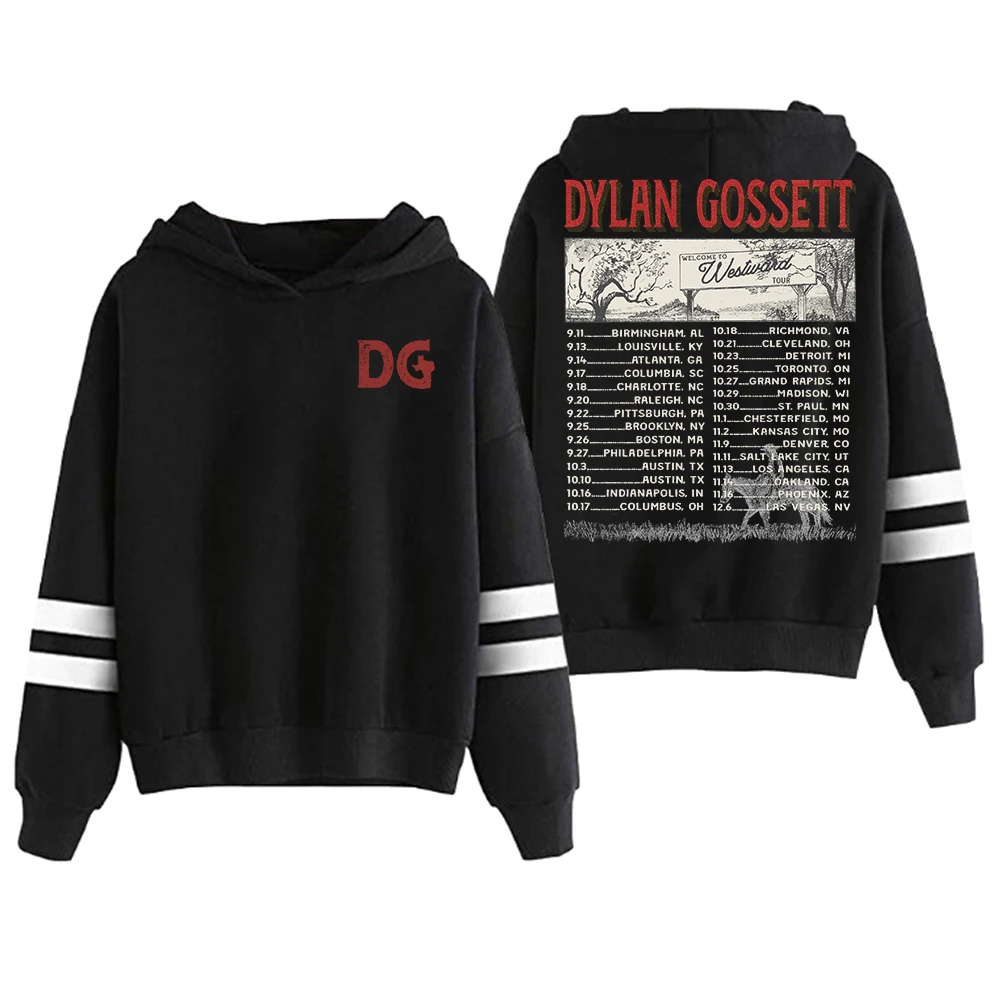 سترة GF Dylan Gossett The Westward Tour 2025 بغطاء للرأس بدون جيوب وقضبان متوازية وأكمام ملابس الشارع الشهير للنساء والرجال مع قلنسوة