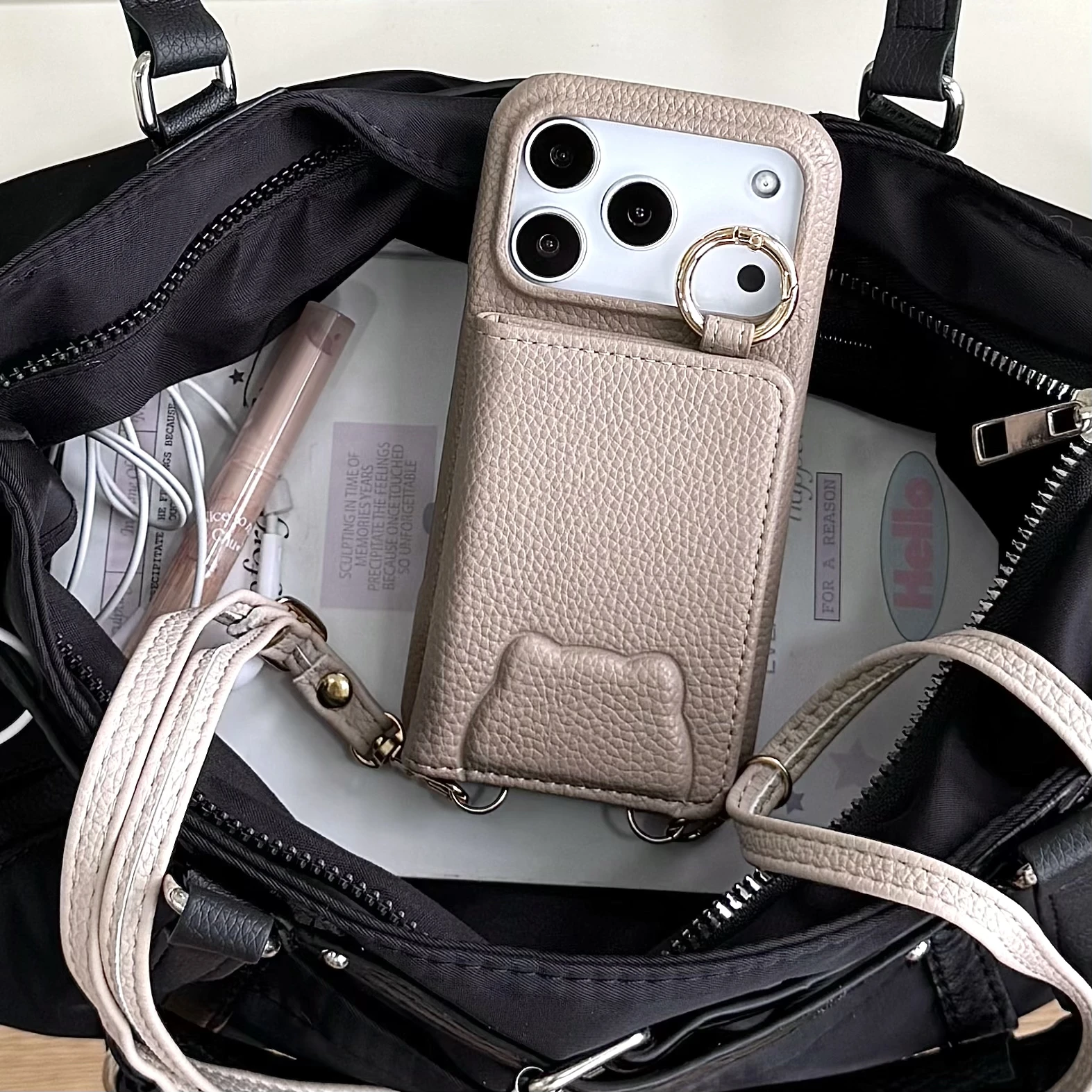 Crossbody حلقة حامل المغناطيسي المحفظة حافظة جلدية آيفون 17 برو ماكس 16 زائد 15 زائد 14 13 12 11 غطاء جيب طويل الحبل