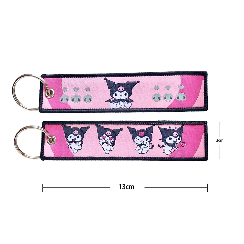 Kawaii Anime Hello Kitty Keychain Cute Cartoon Embroidered Key Tag Car Motorcycles Key Holder For Girls Lovely Gifts