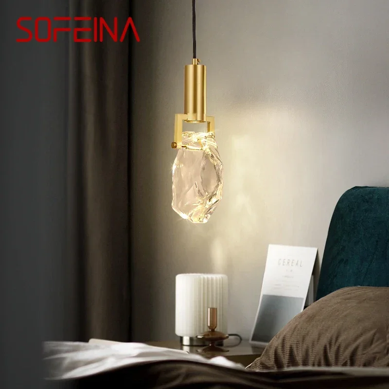 SOFEINA Nordic Crystal Pendent lamp Modern Bedroom Bedside Lamp Personalized creativity LED Restaurant Bar Aisle Chandelier