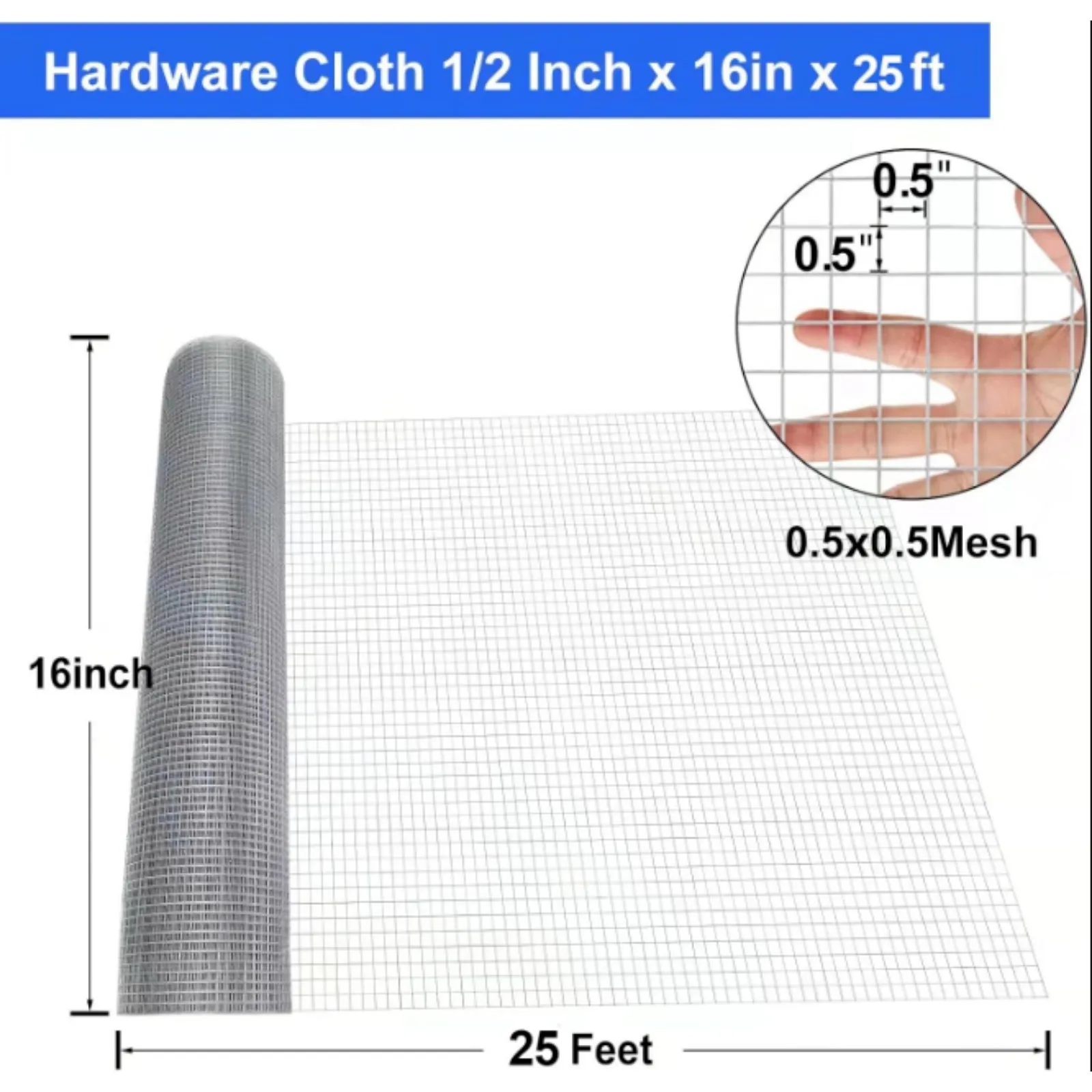 US Hardware Cloth 1/2 Inch Chicken Wire Fence Galvanized Welded Cage Wire Mesh Rol