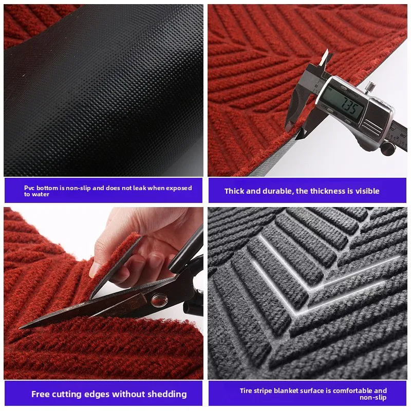 Non Slip Entrance Floor Mat Tire Tread Pattern Absorbent Shops Hotels Outdoor Entrance Door Carpet Water Absorbing Floor Mat