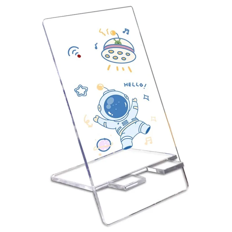حامل الهاتف المحمول الاكريليك مخصص ثنائي الأبعاد الكرتون الرسوم المتحركة سطح المكتب شفافة طالب عنبر كسول حامل