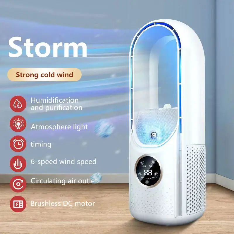 Ventilador sin hojas, aire acondicionado portátil, pantalla LED, Enfriador de cuchillas sin ventilador de escritorio, ventilador de refrigeración, Enfriador de aire de torre para oficina y dormitorio