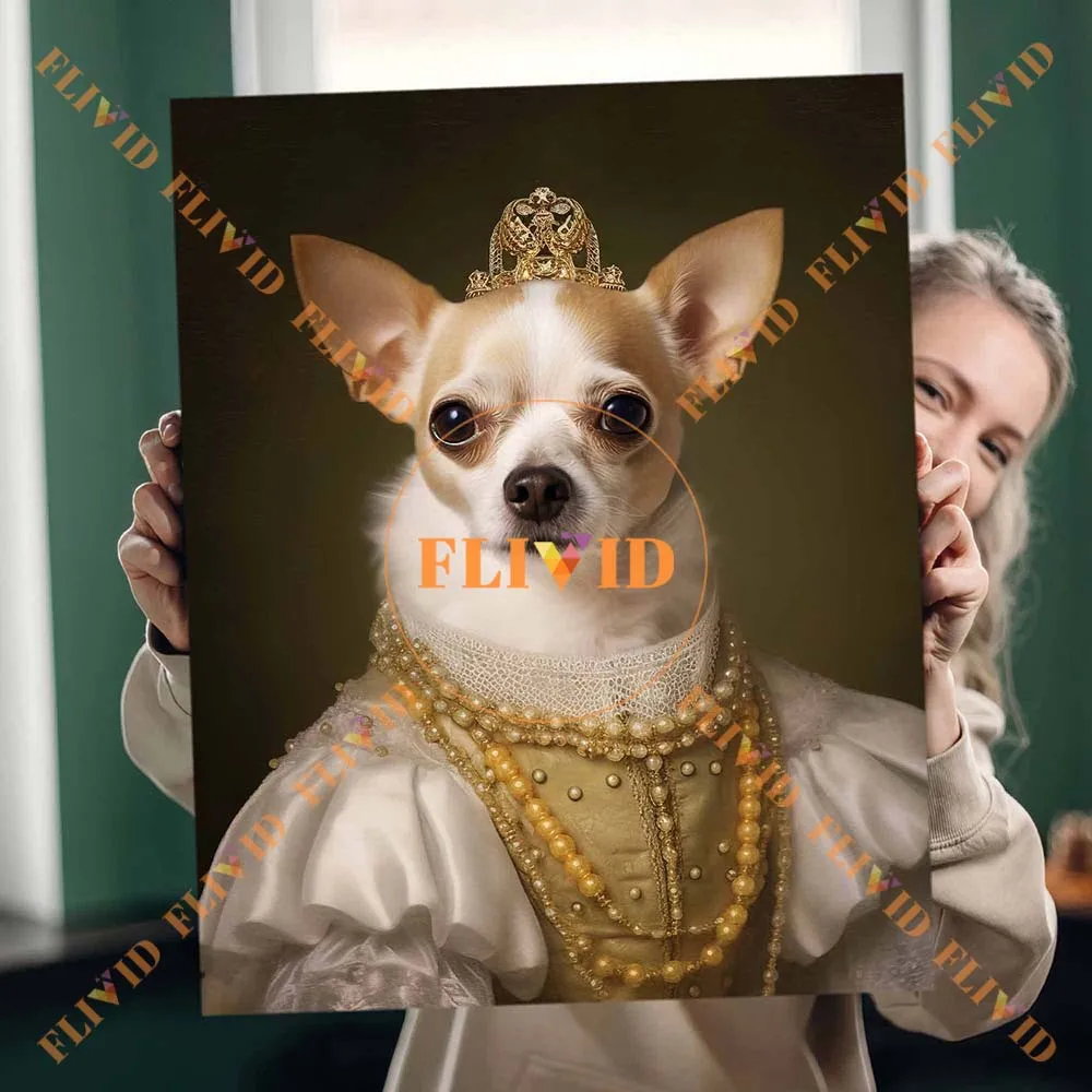 

Custom Royal Dog King Queen Portrait General Cat Poster Wall Art Canvas Painting Wall Pictures For Living Room Decor Unframed