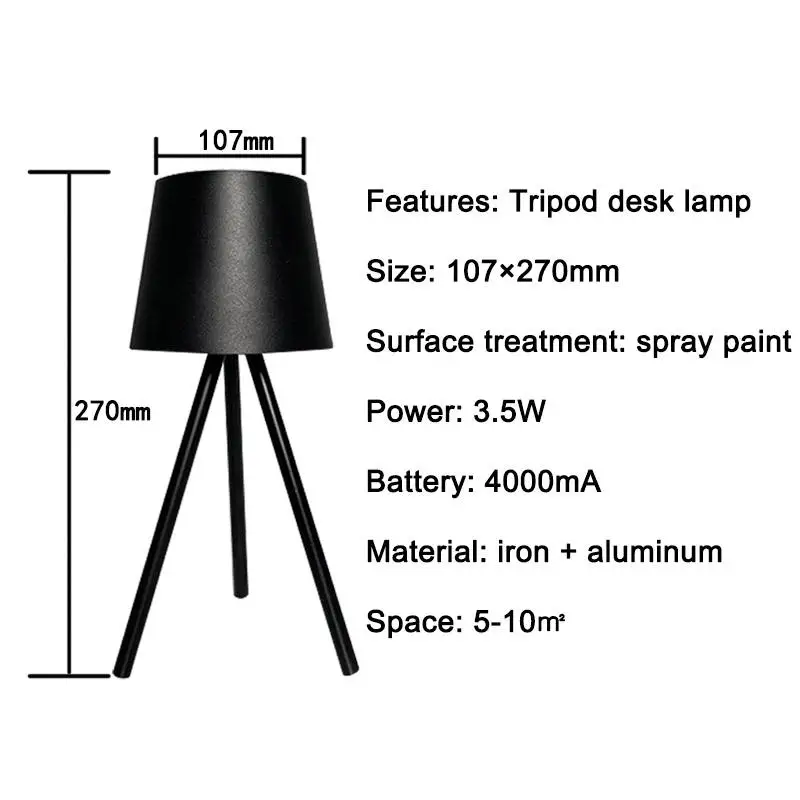 Portable Wireless Design Lighting Lamp Dormitory Rechargeable Table Lamp Led Family Lighting Tripod Bracket Lamp