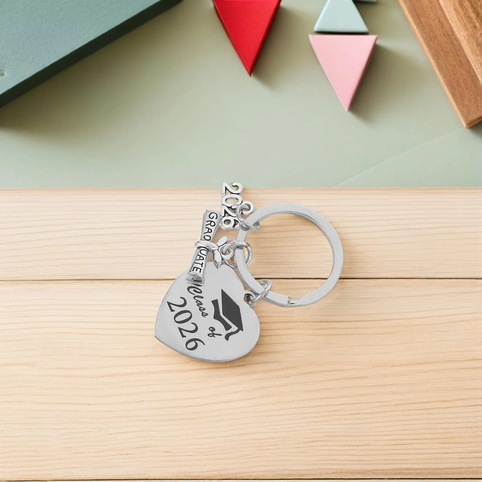 Graduate Keychain Stainless Steel Inspirational Pendant for Class of 2026 Graduation Celebration Seniors College High School