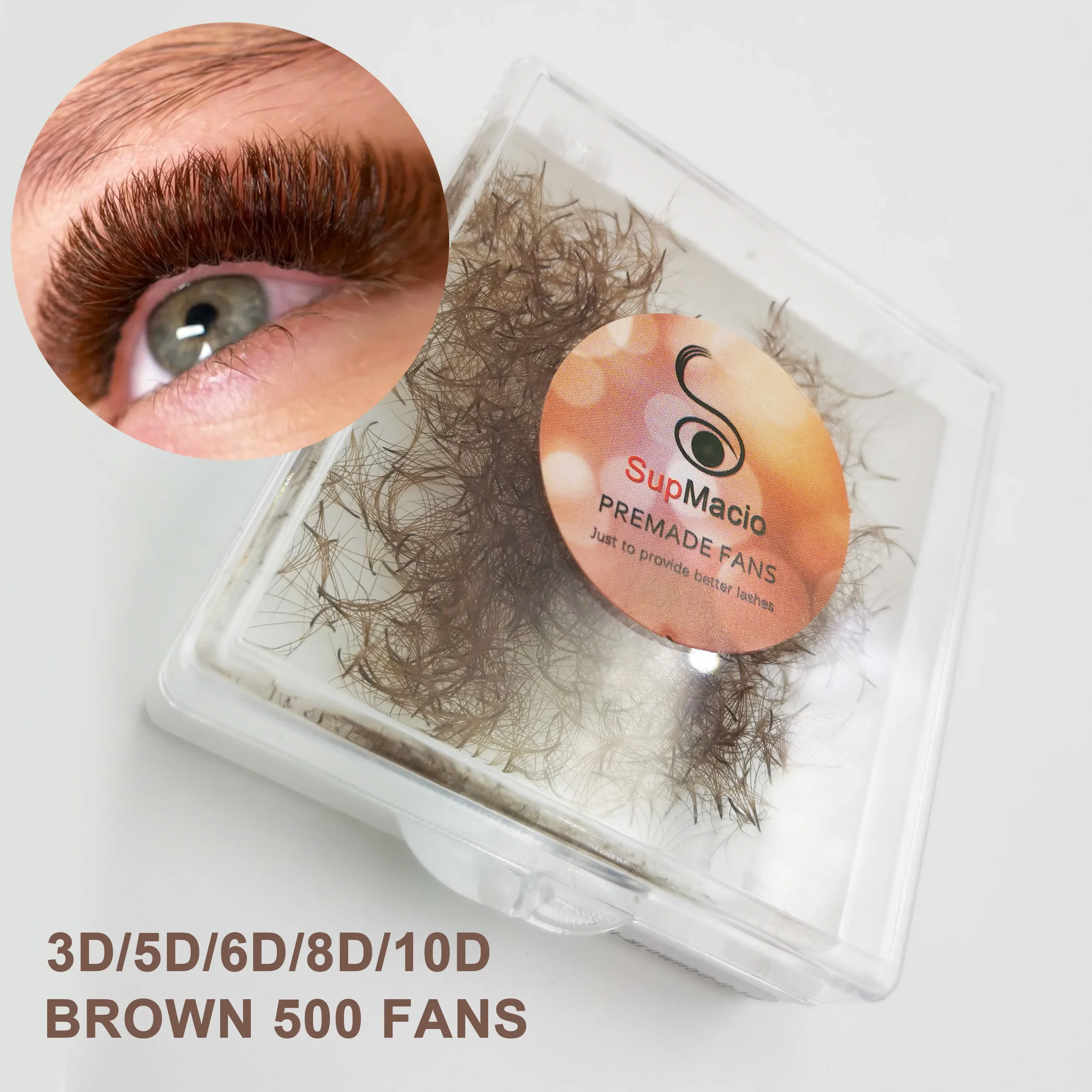 Supmacio Bruin Losse Fan Lash Extensions 500 3D 5D 6D 8D 10D Puntige Basis Zacht Pluizig.07 Premade Volume Fans Russisch Volume