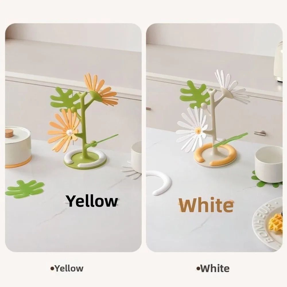 Anti Scald Tree Shape Table Mat Heat Resistant Anti-fouling Daisies Coaster Creative Non-slip Silicone Placemats Set