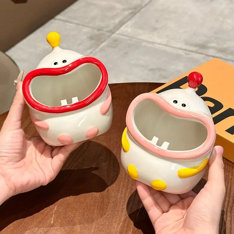 

Ceramic Cute Ashtray Household Living Room Coffee Table Office Trendy Anti-ash Ashtray Cup Creative Personalized Decorative Item