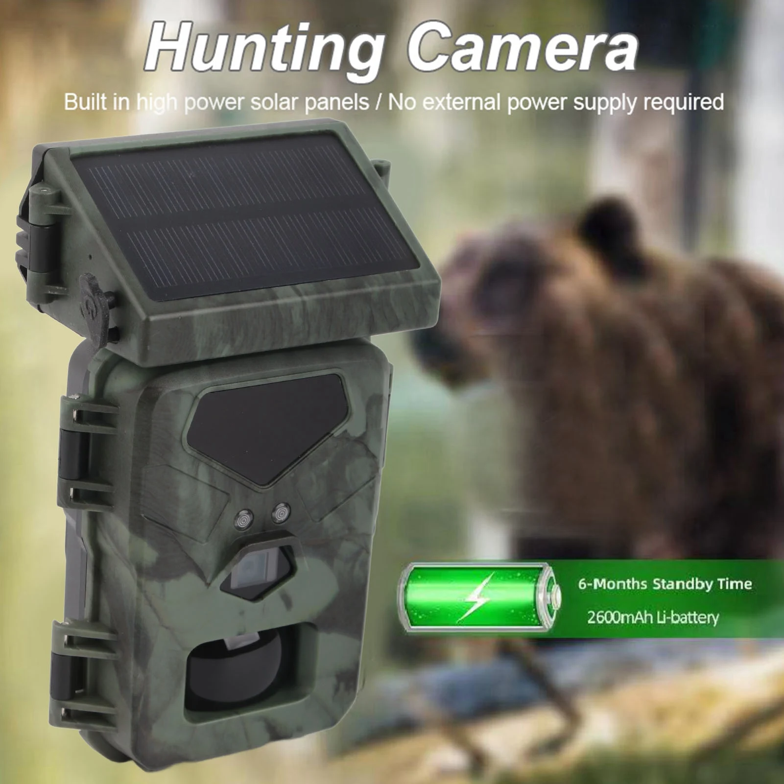 

Outdoor Trail Camera Trail Camera IR Night Vision Waterproof HD Solar Powered Deer Camera for Outdoor Wildlife Monitoring