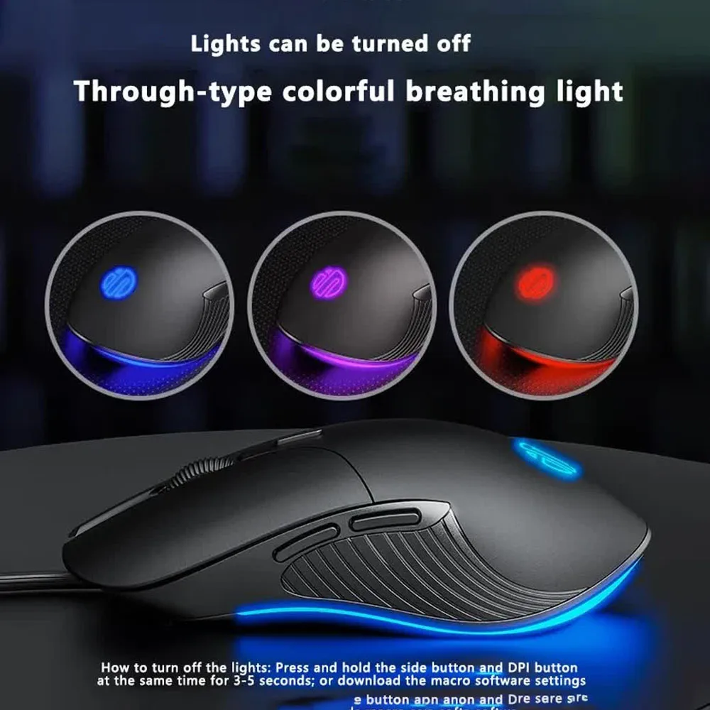 INPHIC Wired Mouse Silent Office Gaming Mouse For PC And Laptops Universal Glow Mouse 8800dpi Colorful Light Office Mouse Mute