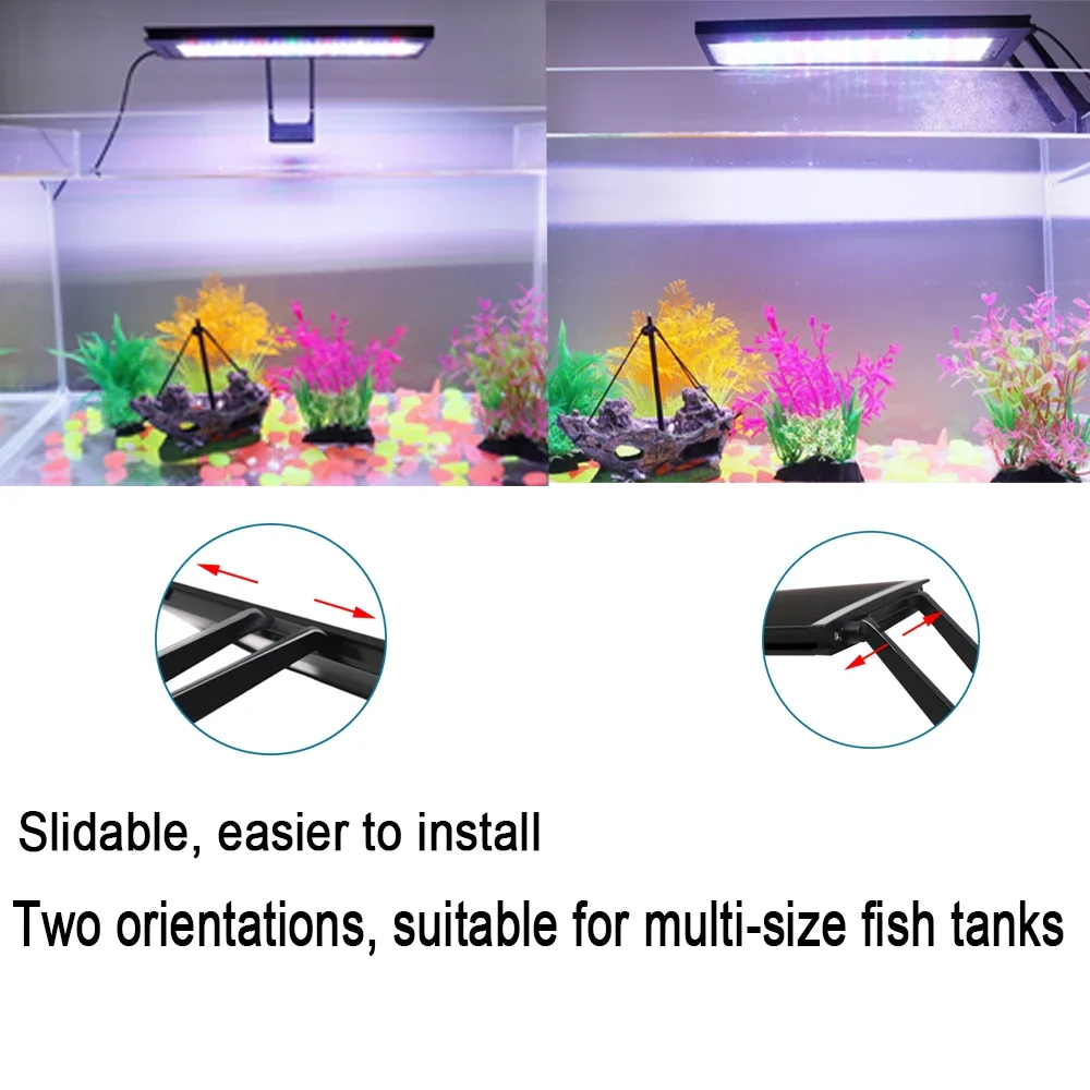 24/7 Aquarium Full Spectrum Lighting LED Light 14W Fish Tank Decoration Aquatic Plant Growth IP68 Waterproof Light 110V-240V