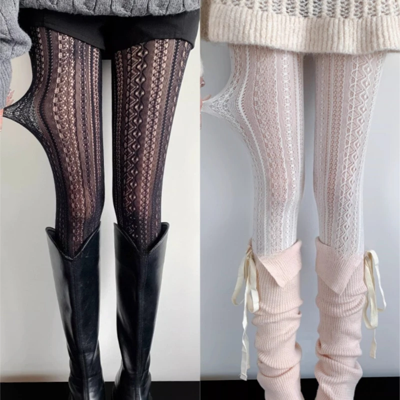 Neue Netzstrümpfe Lange Socken Japanischer Stil Lolita Retro Jacquard Strumpfhose Damen Ausgehöhlte Netzstrümpfe Süße JK Strumpfhosen