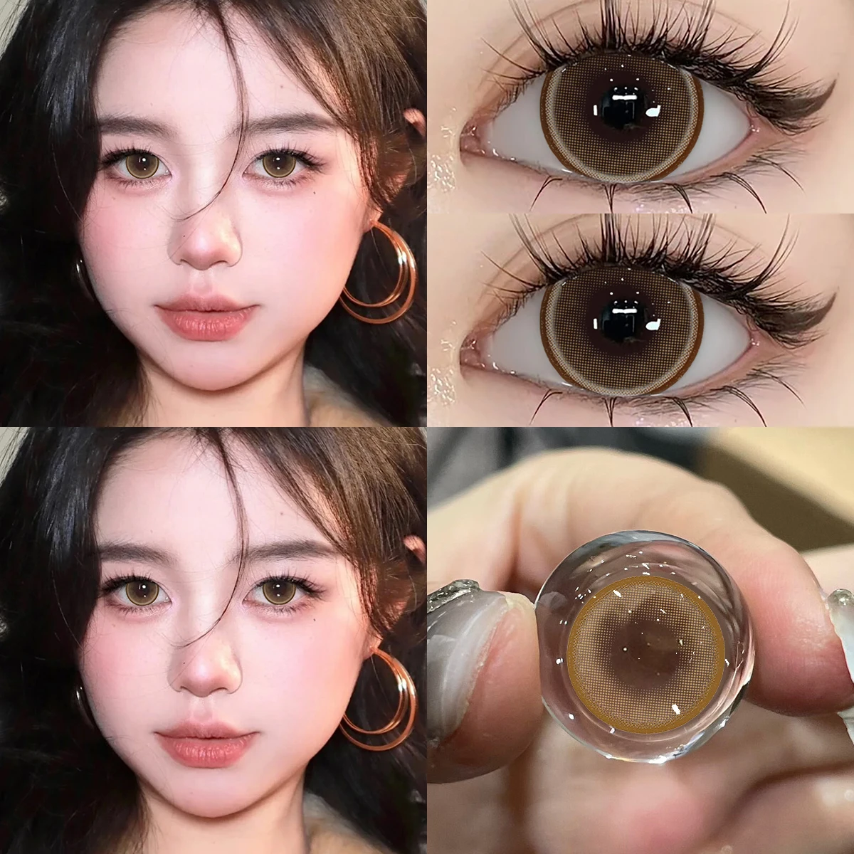Bio-essense 1 Paar schwarze Gläser mit großen Augen, koreanische Naturlinsen, farbige Kontaktlinsen, Augen mit Grau, schöne Pupillenlentes – Detail 18