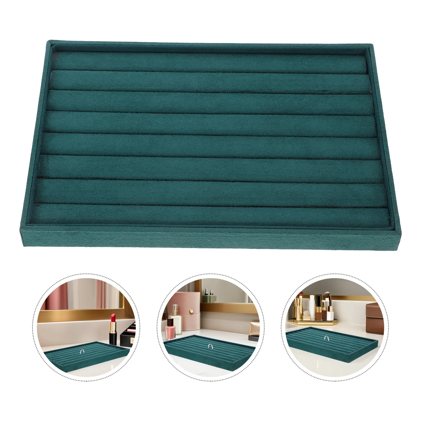 

Jewelry Storage Display Stand Case Accessory Organizers Compartment Dark Green Holder