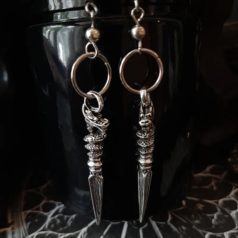 New Goth Viking Dragon Spike Earrings Fantasy Medieval Eardrop Statement Fashion Warrior Pagan Jewellery Women Men Gift Mystical