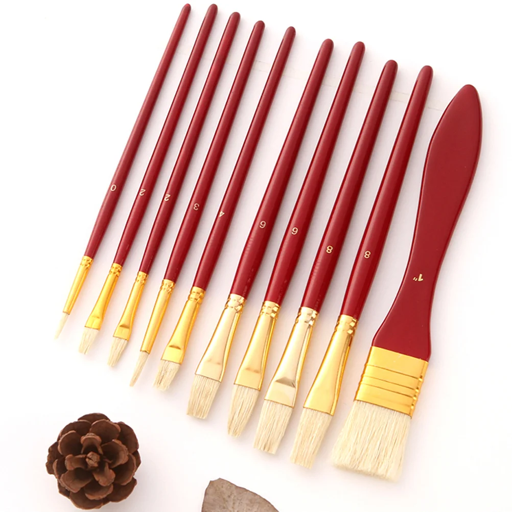 

Bristle Brush Painting Gift Set Natural Artist Crown Supply Template Hair Paintbrushes for Oil Tool