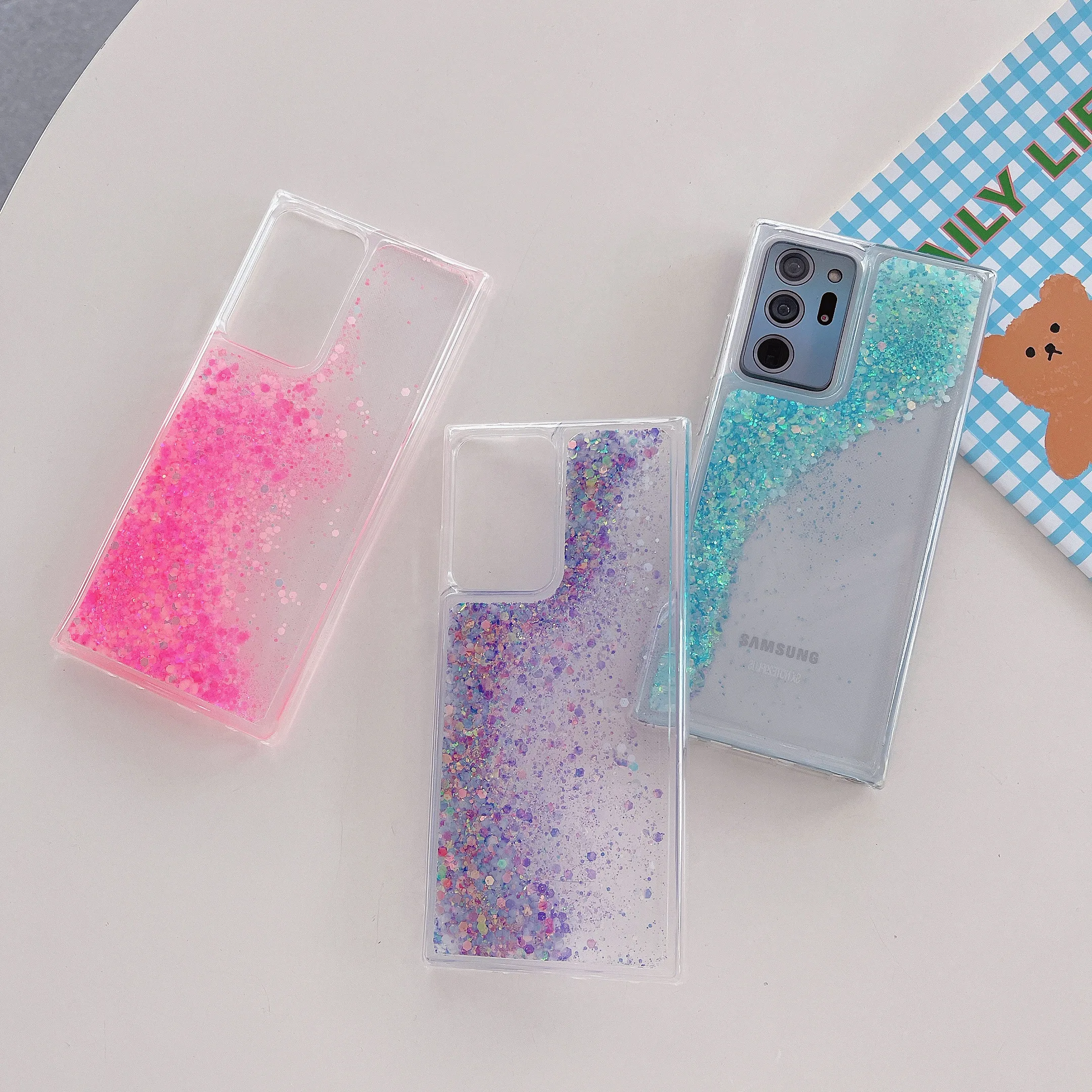 Светящийся Блестящий нагревательный песок для Glaxay S24ultra S23 S22 S21 S20 прозрачный противоударный защитный чехол для Samsung Note20 S30