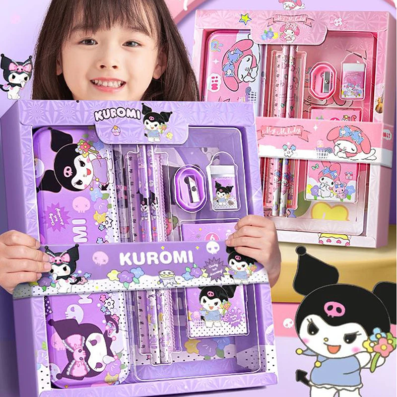 1Set Cartoon Kuromi Melody Cinnamoroll Stationery Gift Box Cute Creative Learning Stationery Set School Supplies Children Gifts