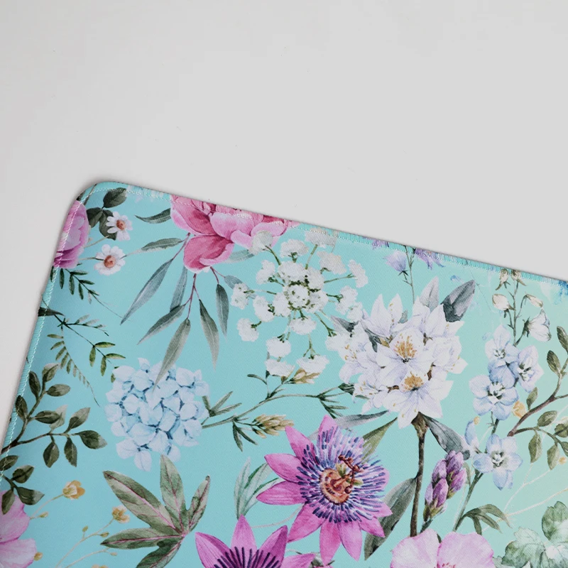 Blue Floral Large Mouse Pad - non-slip bottom, beautiful pattern, mouse can slide smoothly, suitable for office use