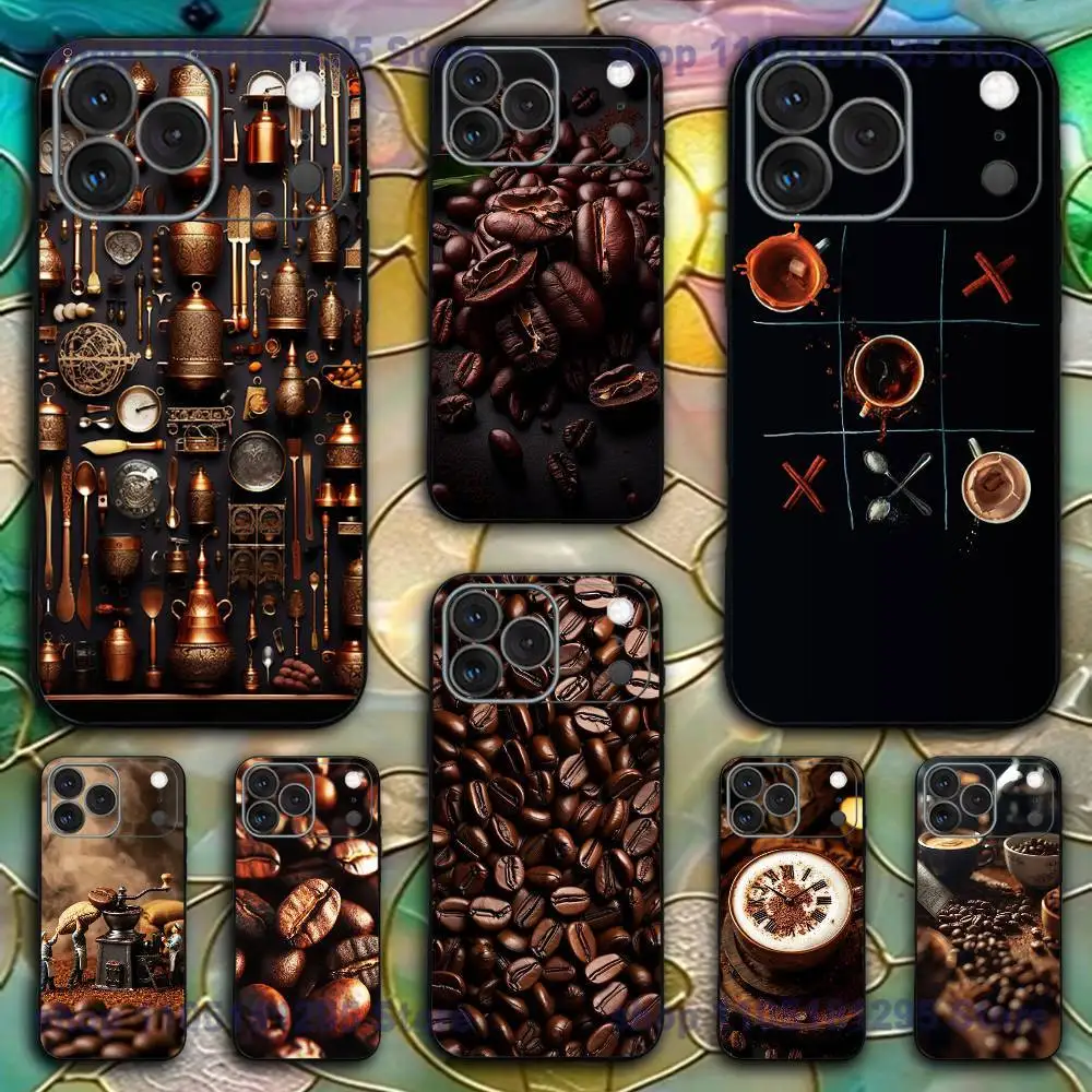

Coffee and coffee beans Phone Case For iPhone 17,16,15,14,13,12,11,X,XR,XS,Plus,Mini,Pro,Max Soft black Shockproof Cover