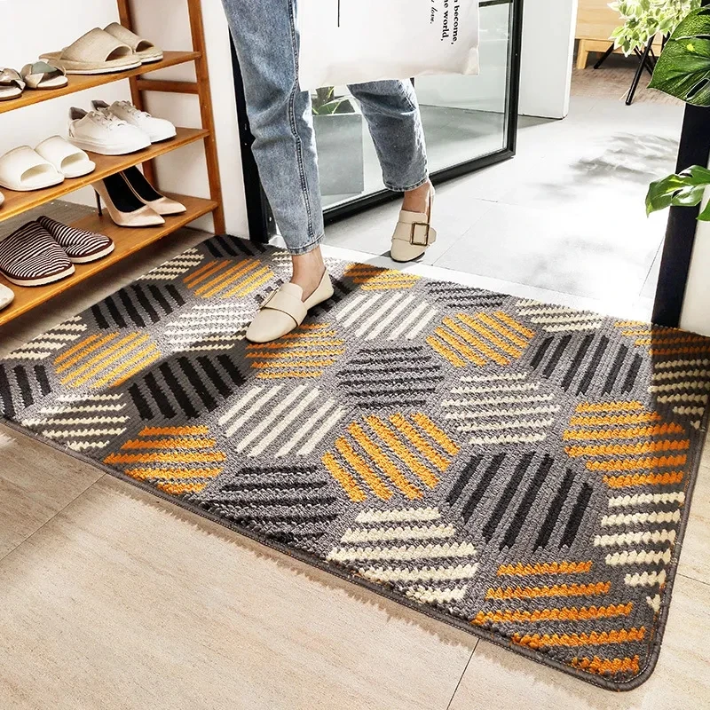 Nordic Style Home Non-slip Floor Mat Stripe Entry Door Mat Bathroom Bedroom Living Room Carpet Absorbent Foot Mat Machine Wash