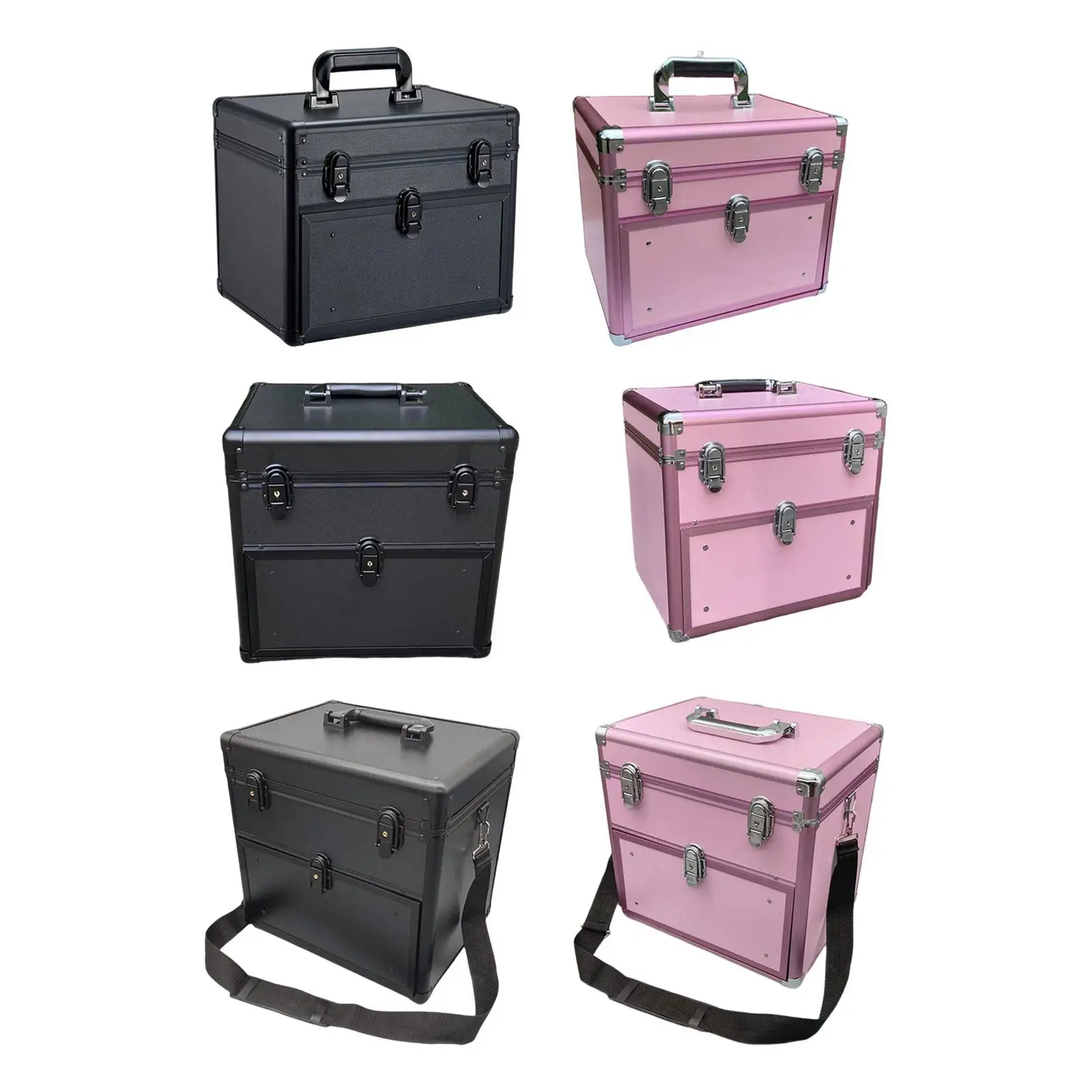 

Portable Makeup Train Case with Locking Latch Lockable Nail varnish Organizer for Barber