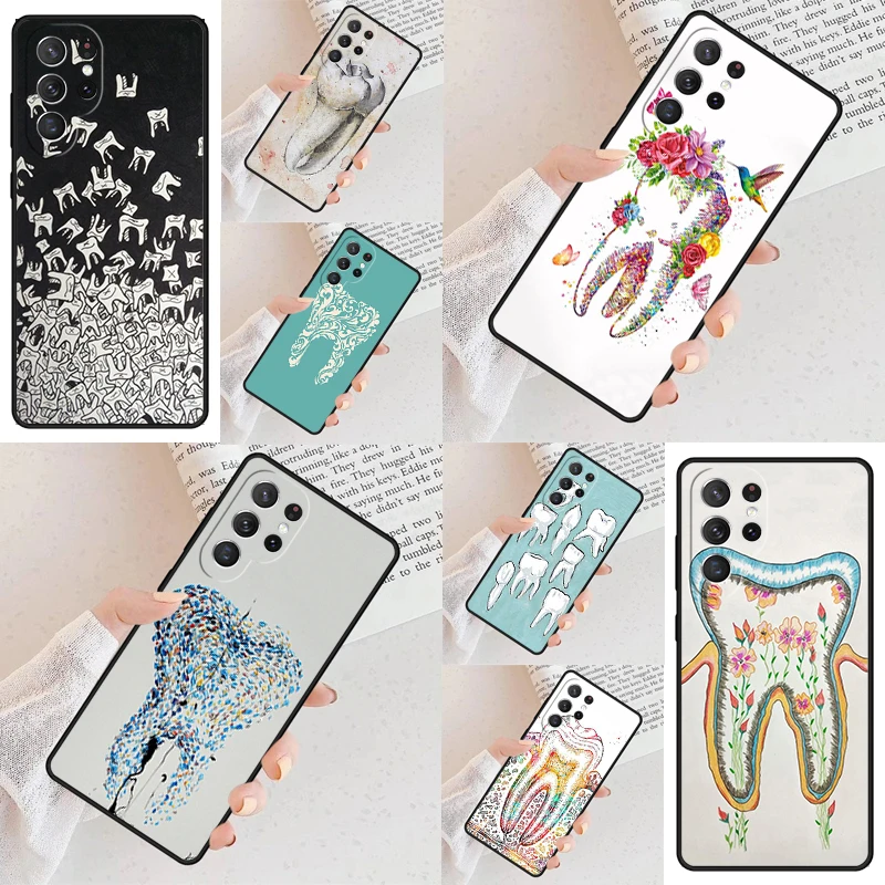 Dentist Dental Tooth Phone Case For Samsung Galaxy S24 S23 S22 S21 Ultra S10 Note 10 Pro S20 Plus FE S9 S8 Cover