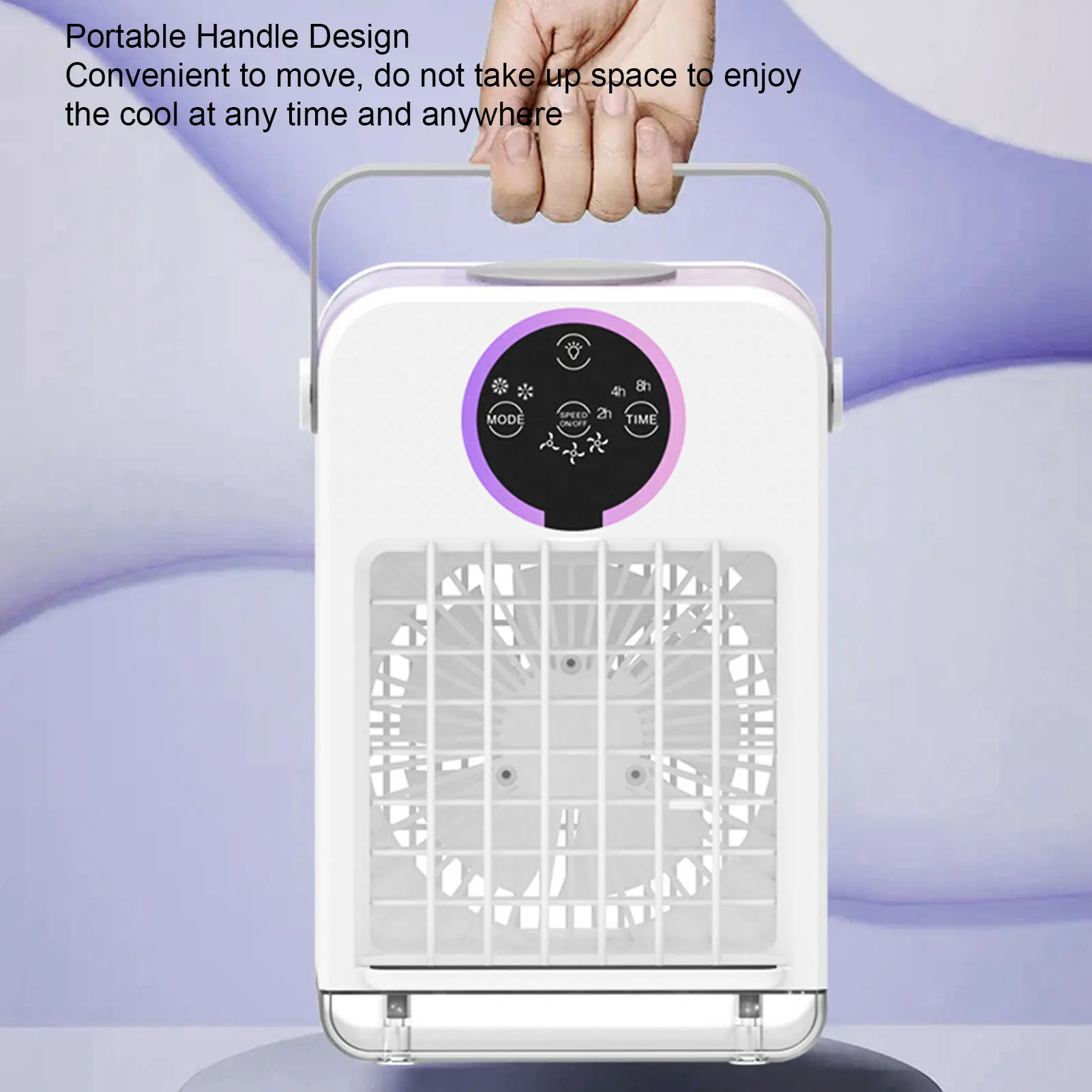 증발 공기 냉각기 700ML 물 탱크 7 색 빛 USB 저소음 휴대용 에어컨 팬 침실