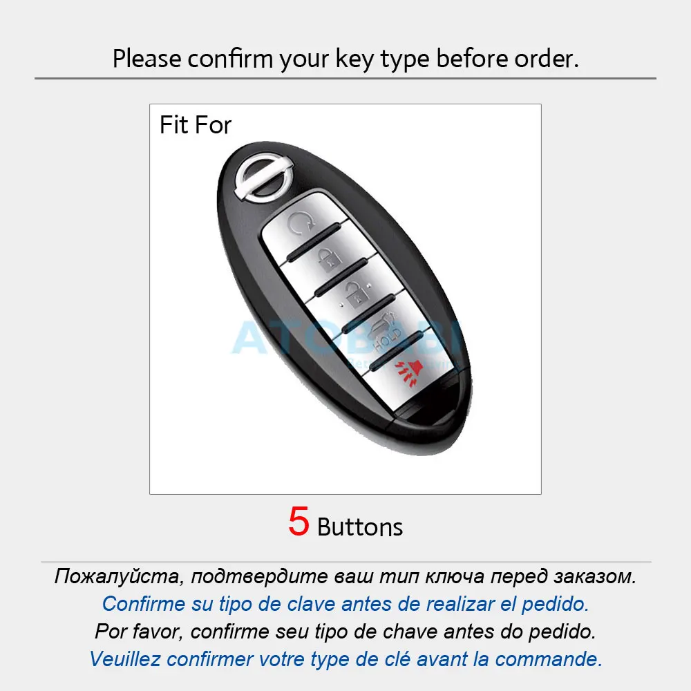 ATOBABI Leather Car Key Case Keychain For Nissan Sentra Pathfinder Murano Rogue Infiniti QX50 Q50 Q60 Smart Remote Control Cover