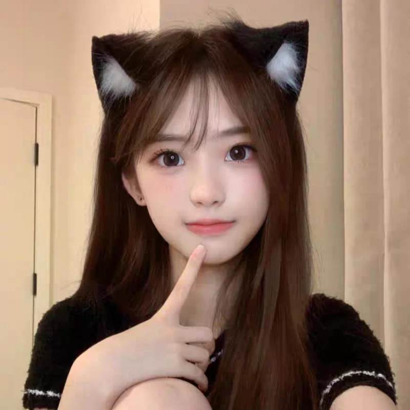 Ikat Kepala Telinga Kucing Hewan Kostum Cosplay Bulu Palsu Ikat Rambut Lucu Halloween Hiasan Kepala Anime Baru Aksesori Rambut Pesta Buatan Tangan