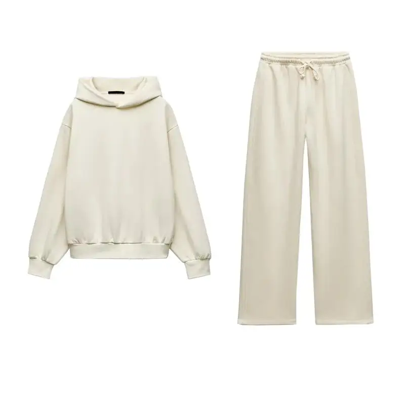 Felpa con cappuccio lunga Fce casual versatile 399633 Pantaloni larghi a gamba larga 399634 Collezione primavera estate con chiusura a cerniera