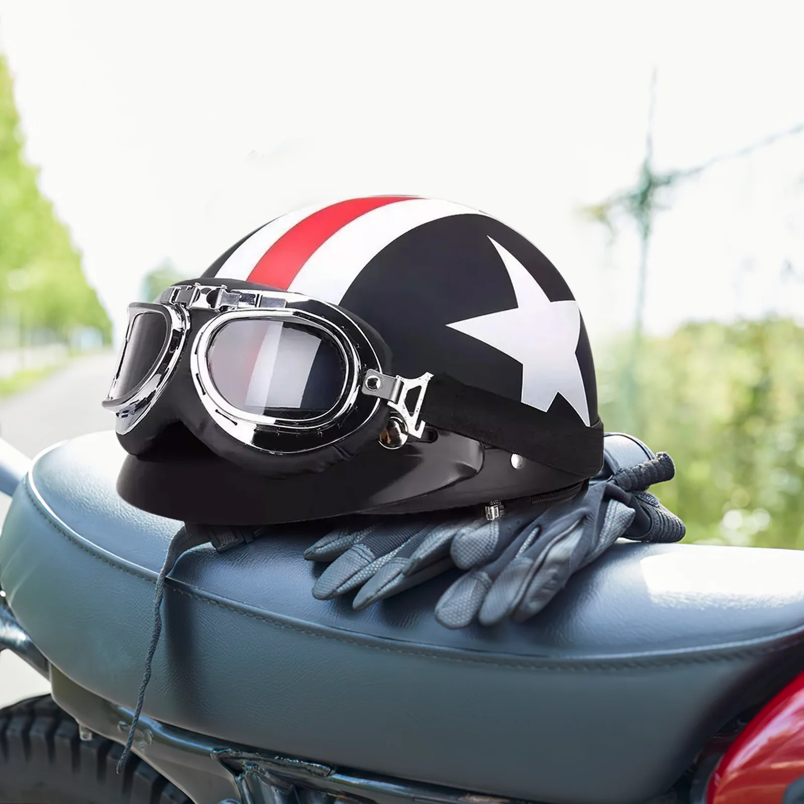

Open Face Motorcycle Bike Helmets For Adults Men Women ABS Visor Stable Fit Comfortable Breathable Inner Lining Stylish
