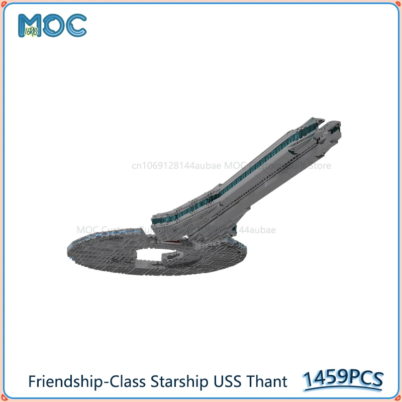 Klocki konstrukcyjne Friendship-Class Starship USS Thant Mo'del MOC DIY, do samodzielnego montażu, kolekcja kosmiczna, zabawki ekspozycyjne, prezenty, 1459 elementów