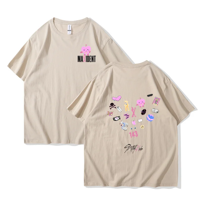 Hot Stray Kids Maxident T-Shirt Women Men Summer Casual Kpop Short Sleeve T-Shirt Men\'s T-shirts Couple T-shirts