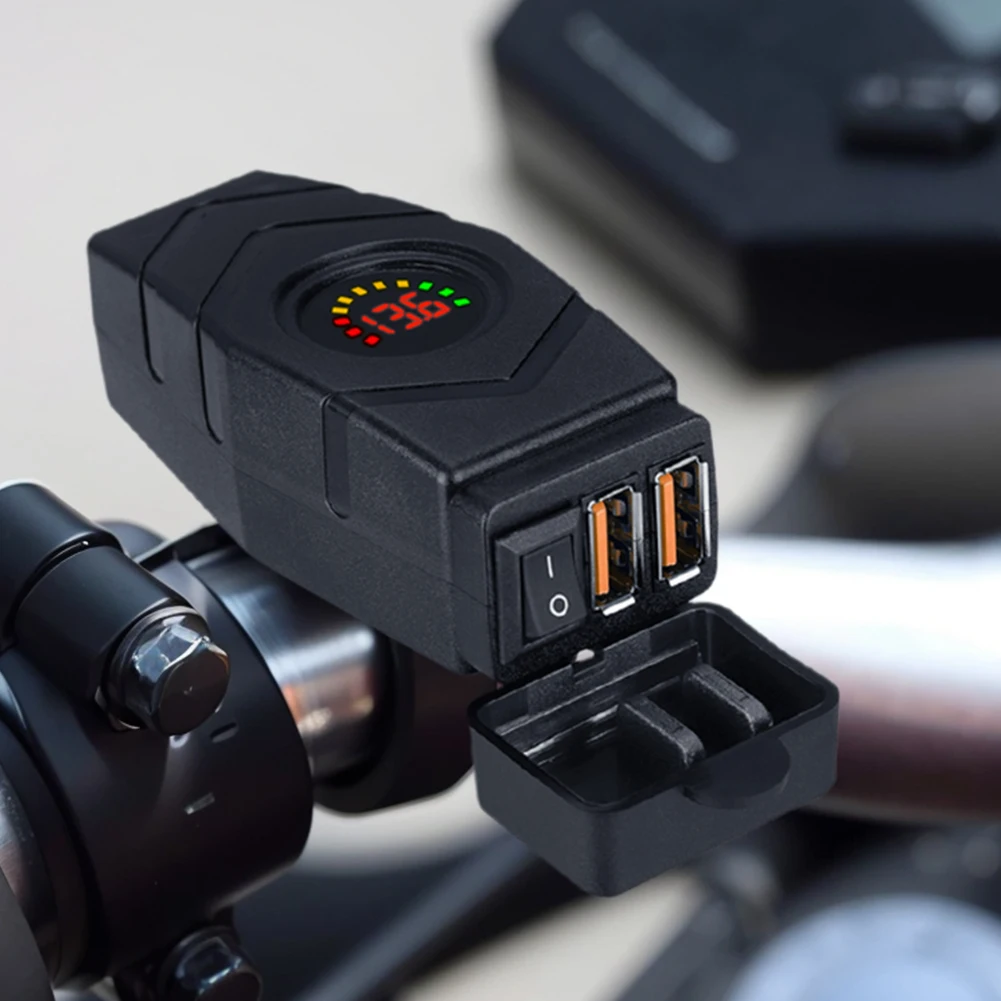 

Зарядное устройство для мотоцикла 36 Вт с переключателем, двойной USB-адаптер питания QC3.0, водонепроницаемая крышка, USB-зарядное устройство для мотоцикла, аксессуары для двигателя