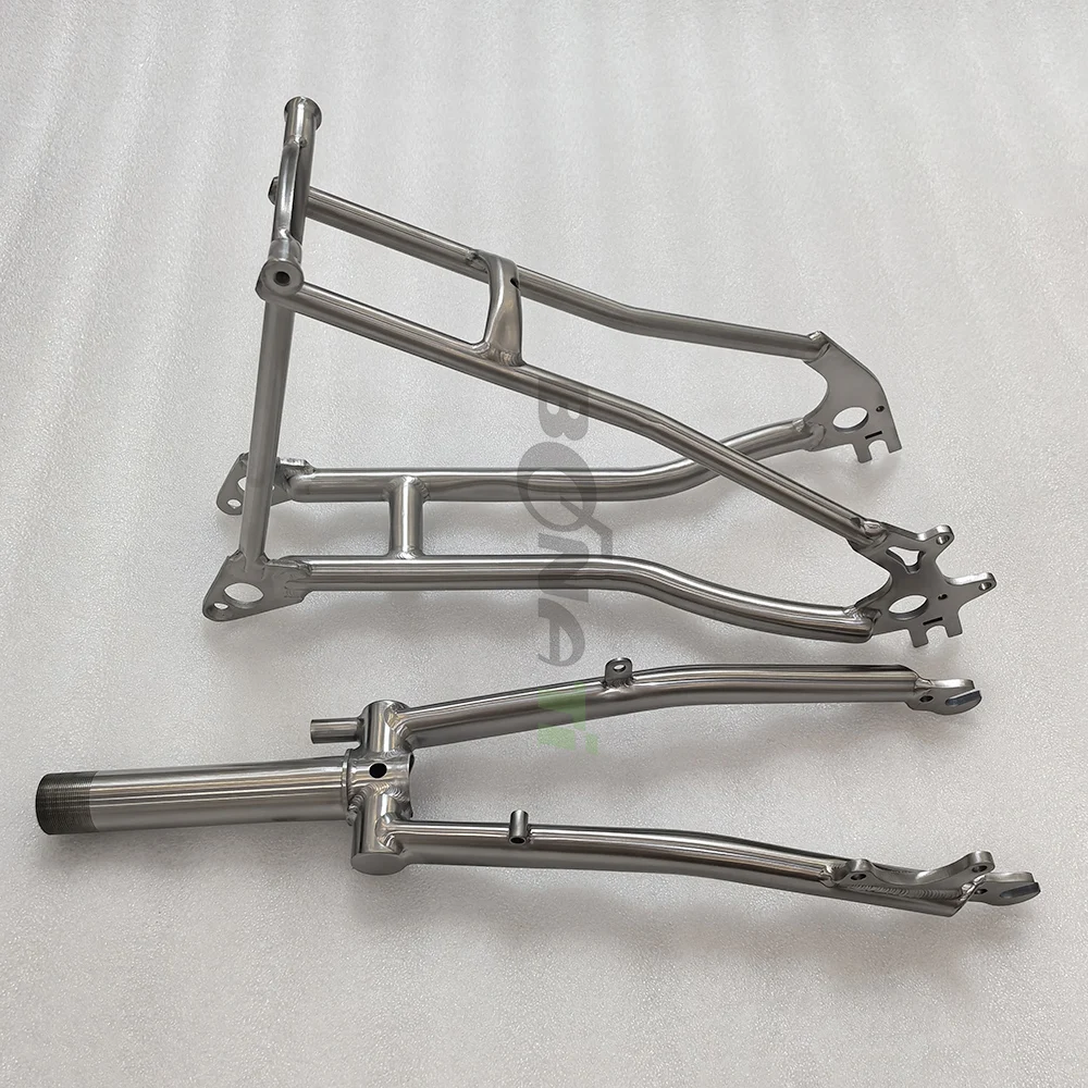 

Titanium Folding Bike Front Fork and Rear Triangle Disc Brake, Trifold Frameset, 20inch, 451 Wheel