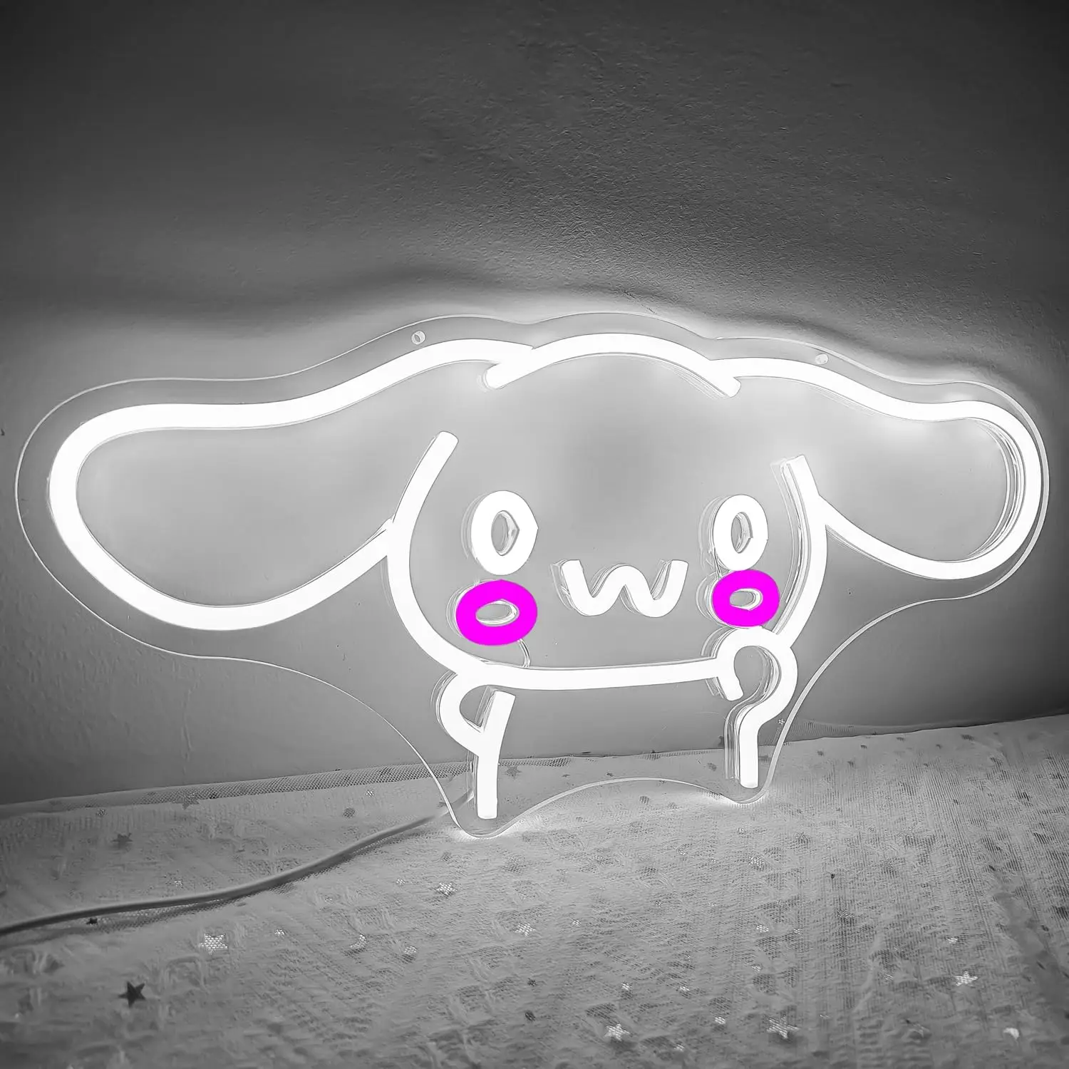 

Светодиодная неоновая вывеска Yugui Dog с розовыми щеками, милый мультяшный дизайн для спальни, детской комнаты, домашнего декора, уютный свет для создания атмосферы, подарок