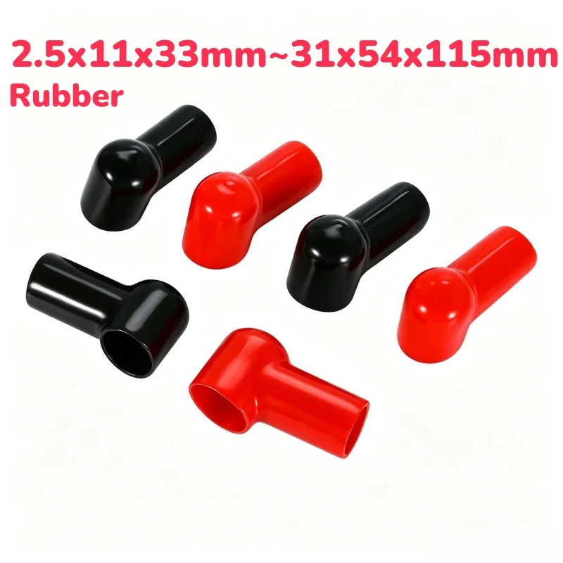 2.5x11x33mm~31x54x115mm Black Red Rubber Protective Cap Battery Positive And Negative Pole Insulation Plastic Sleeve