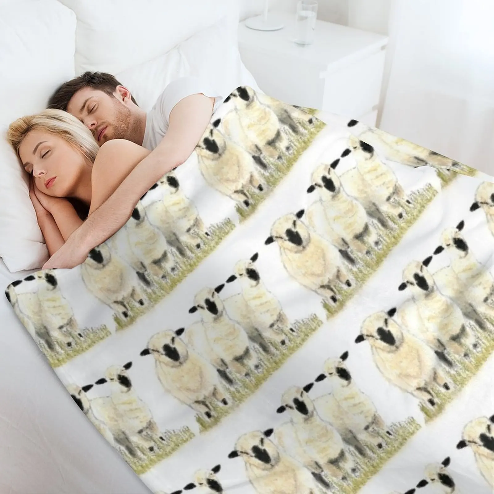 هامبشاير داون لامبز من سام كول رمي بطانية ريتروس أفخم الفانيلا الحرارية لبطانيات السفر #4