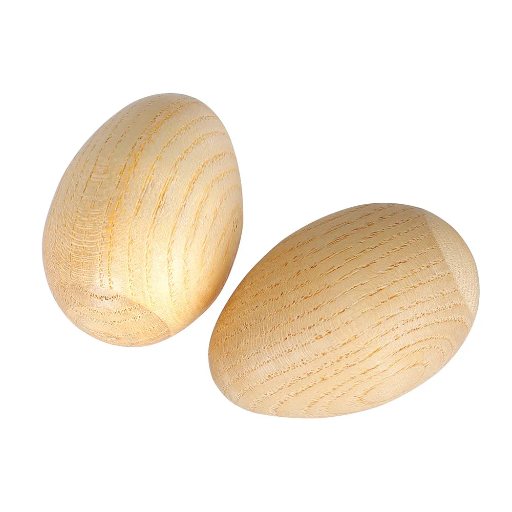 Wooden Maracas Egg Shakers Musical Percussion Instrument Eggs 2pcs Beige