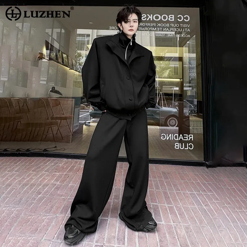 

LUZHEN 2024 Stand-up Collar Stylish New Jackets Two-piece Sets Casual Trendy Personality Youth Street Men Straight Pants LZ6230