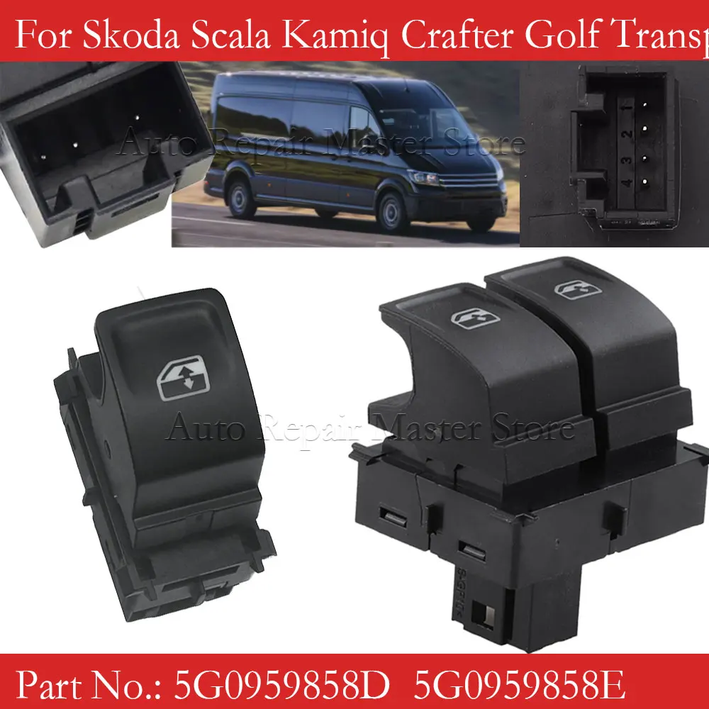 5G0959858D Window Regulator Button Driver Side Switch For VW Campmob Cafter Golf Mk 7 Multivan Skoda Kamiq Scala 5G0959858E