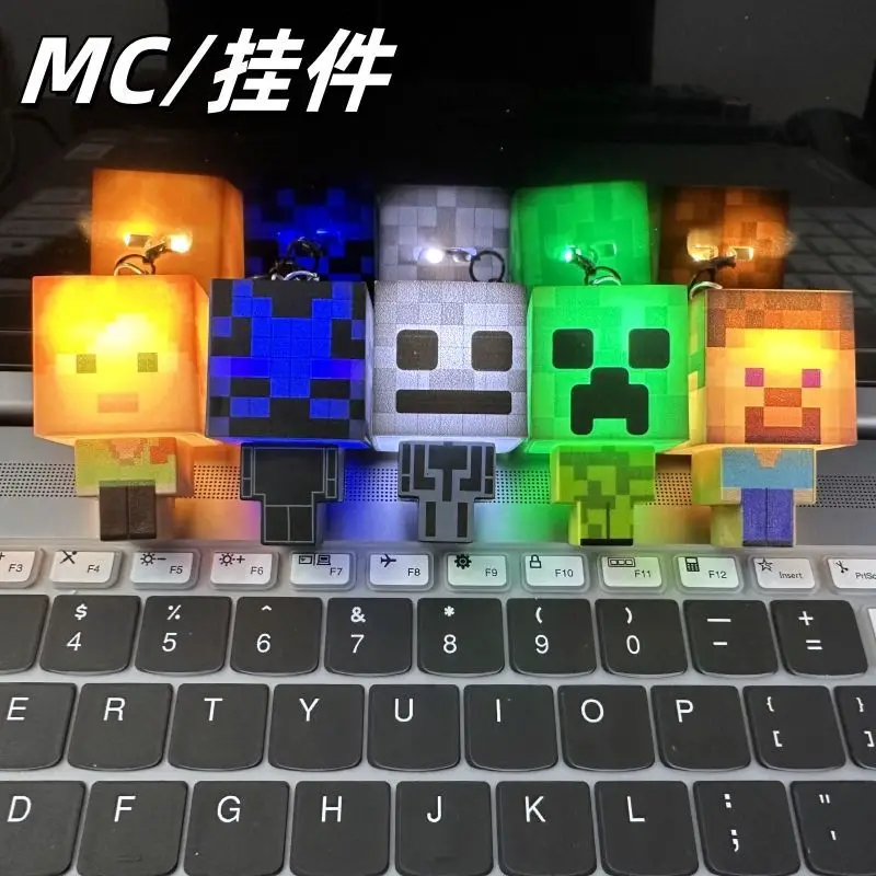 Fotografia 6: Lanterna Minecraft miniatura, luz noturna, produto do jogo, lâmpada com personagem MC, brinquedo modelo, luz decorativa de atmosfera, presente de aniversário