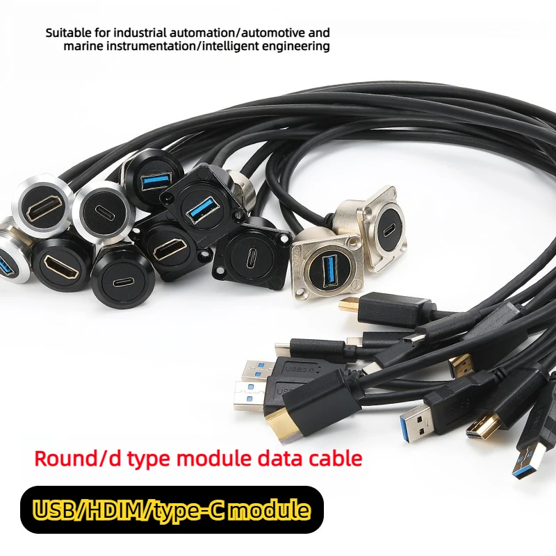

USB3.0 D-Shape Fixed Extension Cable RJ45 Ethernet Data Cable, Front Type-C Panel for PC Case DIY Accessories